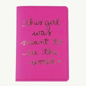 Travel Passport Holder Pink Gold Letters Card Holder